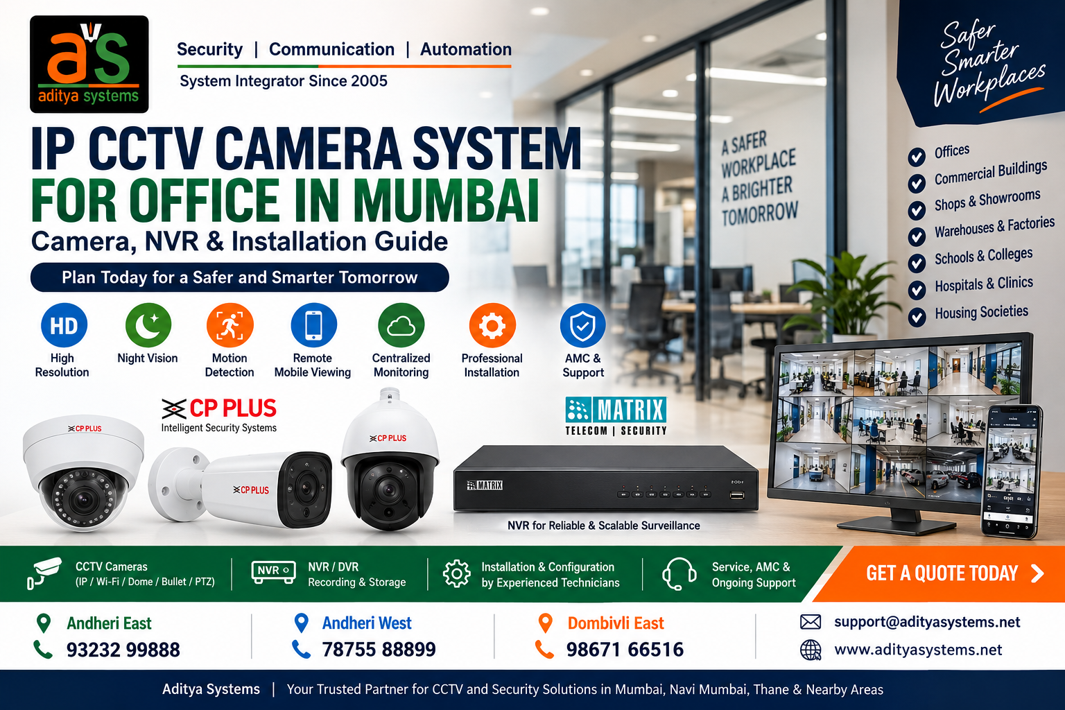 IP CCTV Camera System for Office in Mumbai – Camera, NVR & Installation Guide